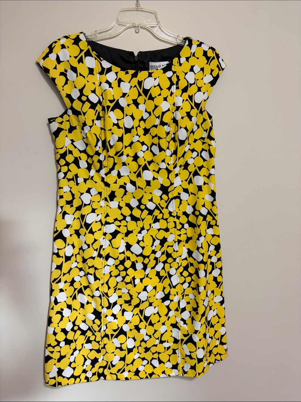 Robbie Bee Yellow, White & Black Floral Print Midi Dress